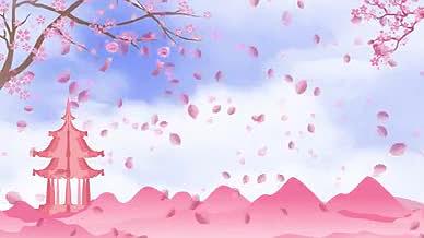 春天相关元素飞舞的樱花和桃花背景视频素材视频的预览图